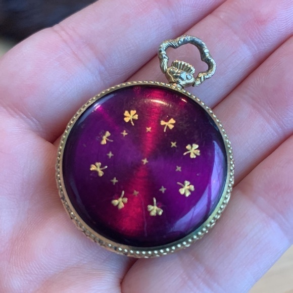 Nadine Spirotor KIF || Rare Vintage Purple Gold Swiss Pocket  display picture 1